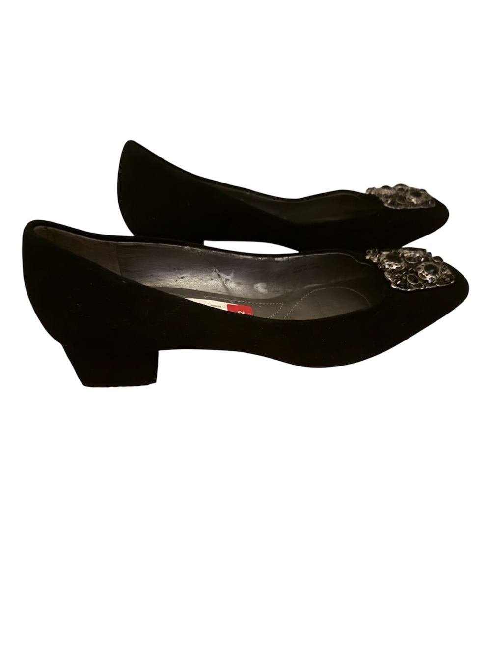 Tahari Black Jeweled Low Heel Pumps